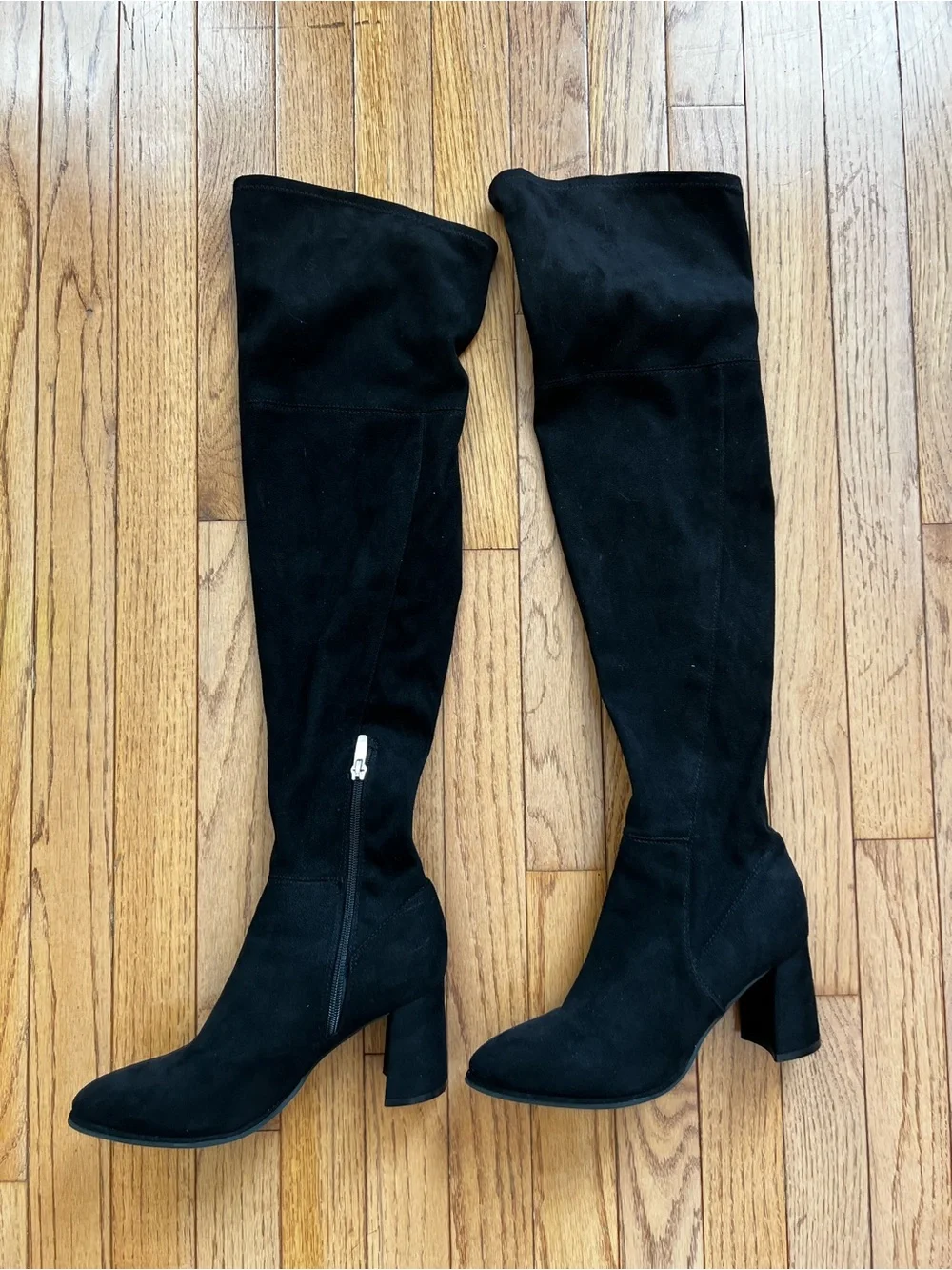 Marc Fisher Darton Over The Knee Black Suede Block Heel Boots Size 6.5M OTK